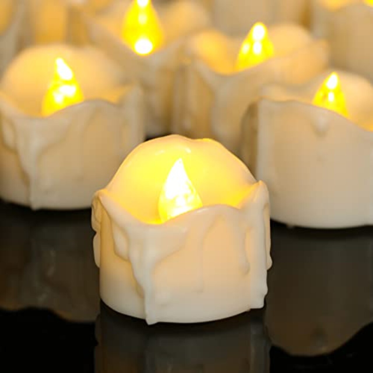 PChero Halloween Tea Lights with Timer 12 Packs Flickering